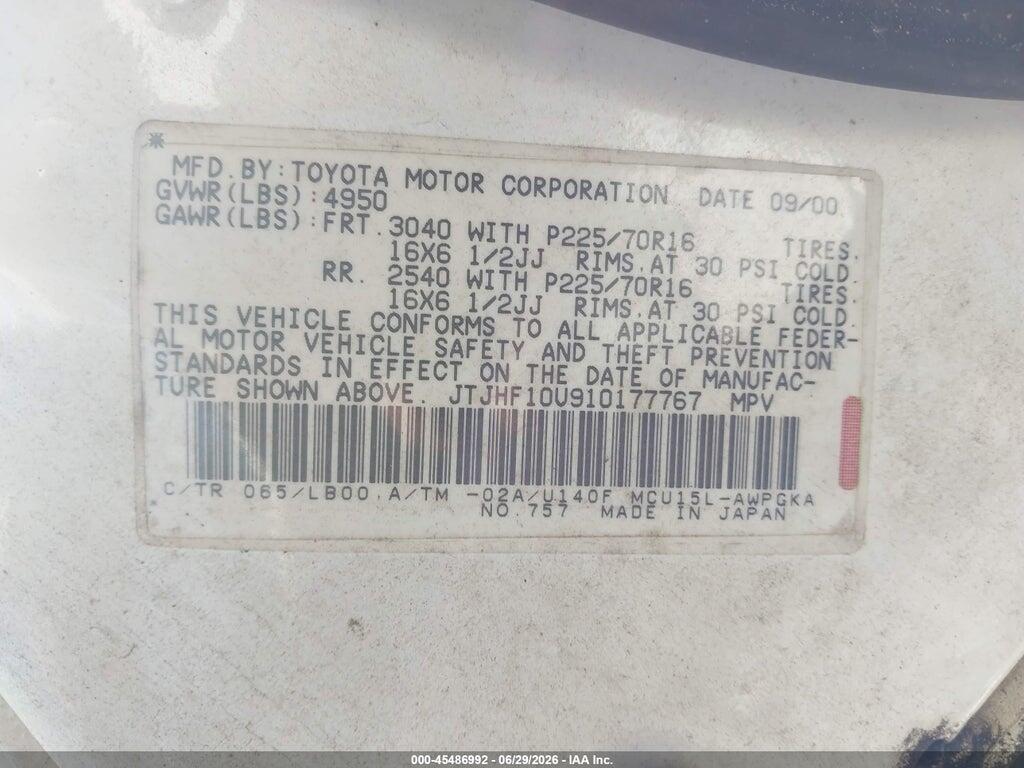 JTJHF10U910177767 2001 LEXUS RX 300 photo no. 9
