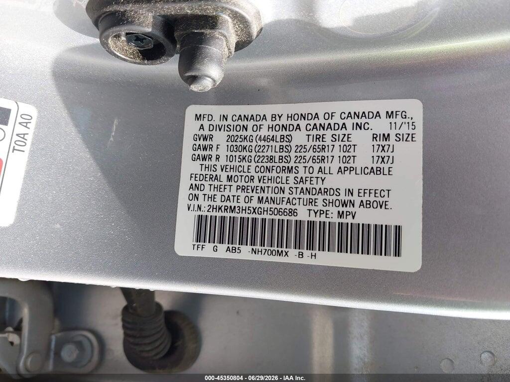 2HKRM3H5XGH506686 2016 HONDA CR-V photo no. 9