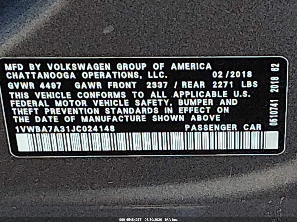 1VWBA7A31JC024148 2018 VOLKSWAGEN PASSAT photo no. 9