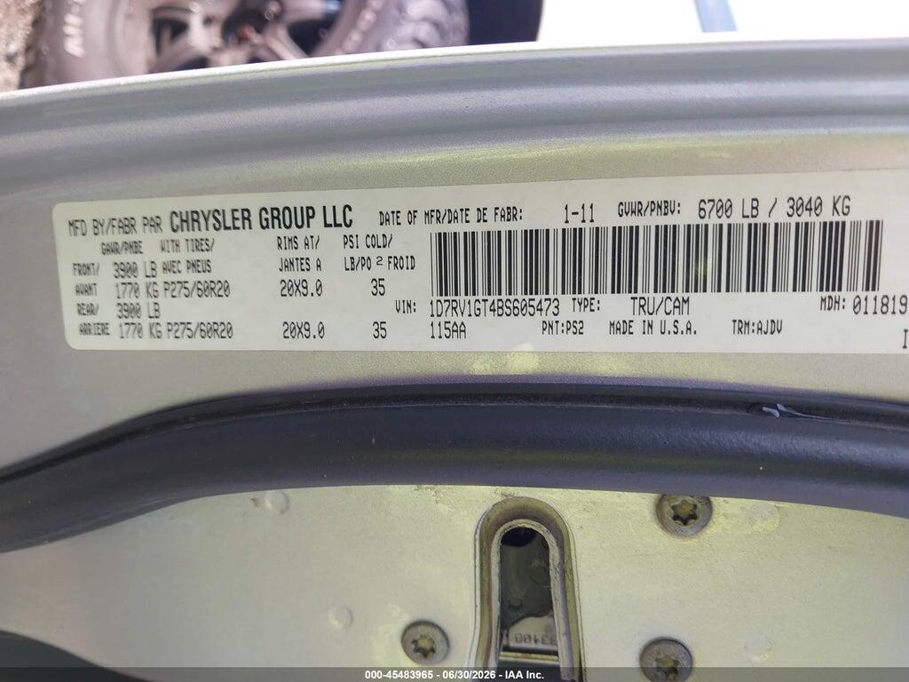 1D7RV1GT4BS605473 2011 RAM RAM 1500 photo no. 9