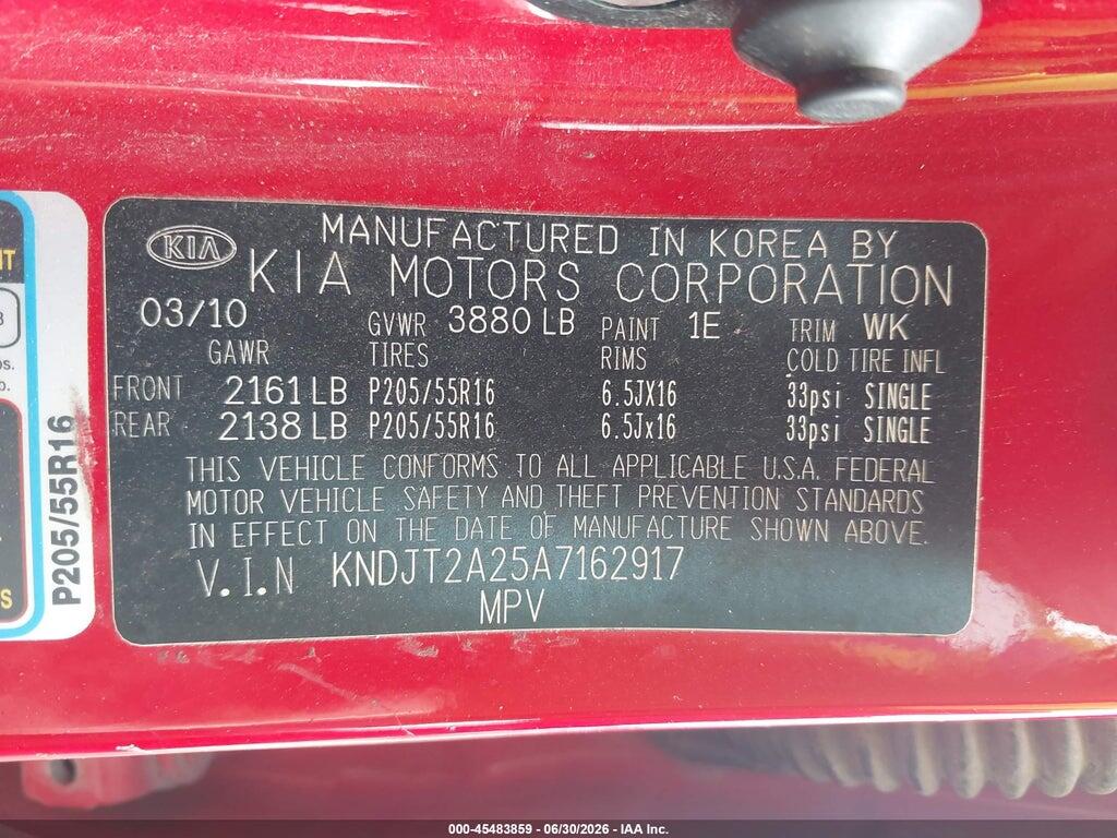 KNDJT2A25A7162917 2010 KIA SOUL photo no. 9