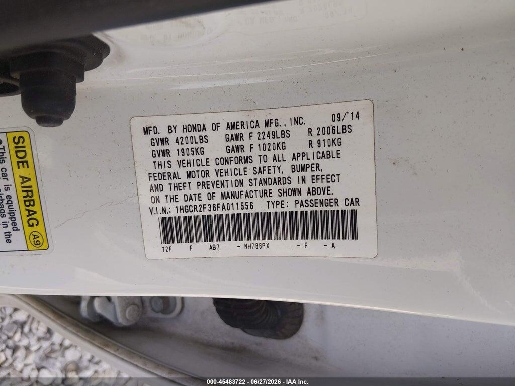 1HGCR2F36FA011556 2015 HONDA ACCORD photo no. 9