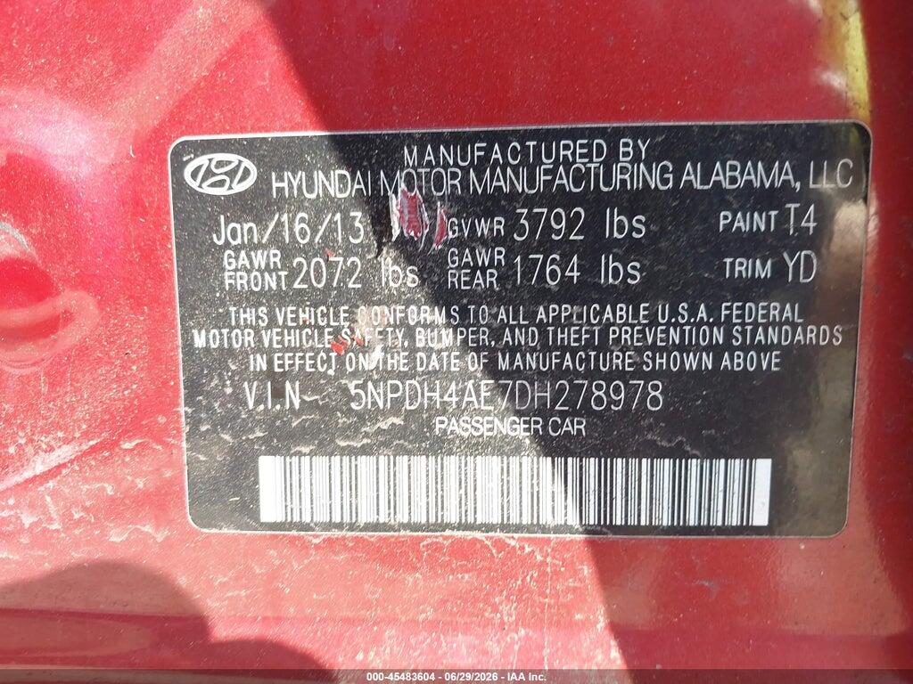 5NPDH4AE7DH278978 2013 HYUNDAI ELANTRA photo no. 9
