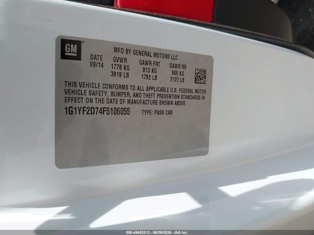 1G1YF2D74F5106055 2015 CHEVROLET CORVETTE photo no. 9