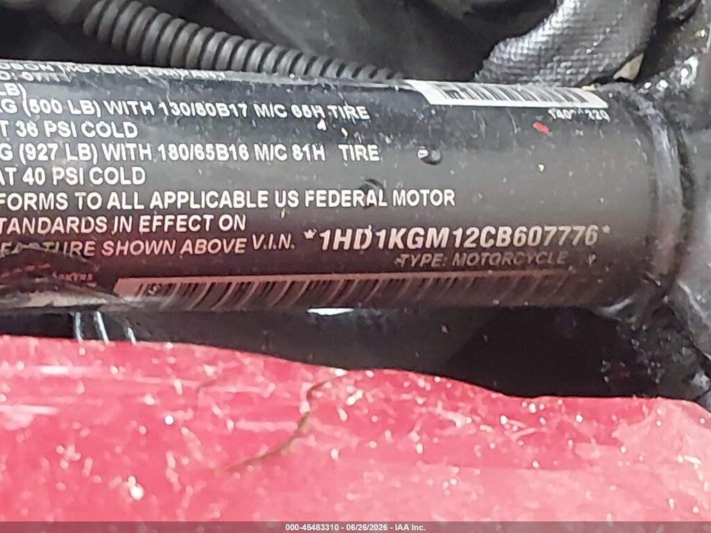 1HD1KGM12CB607776 2012 HARLEY-DAVIDSON FLTRU photo no. 10