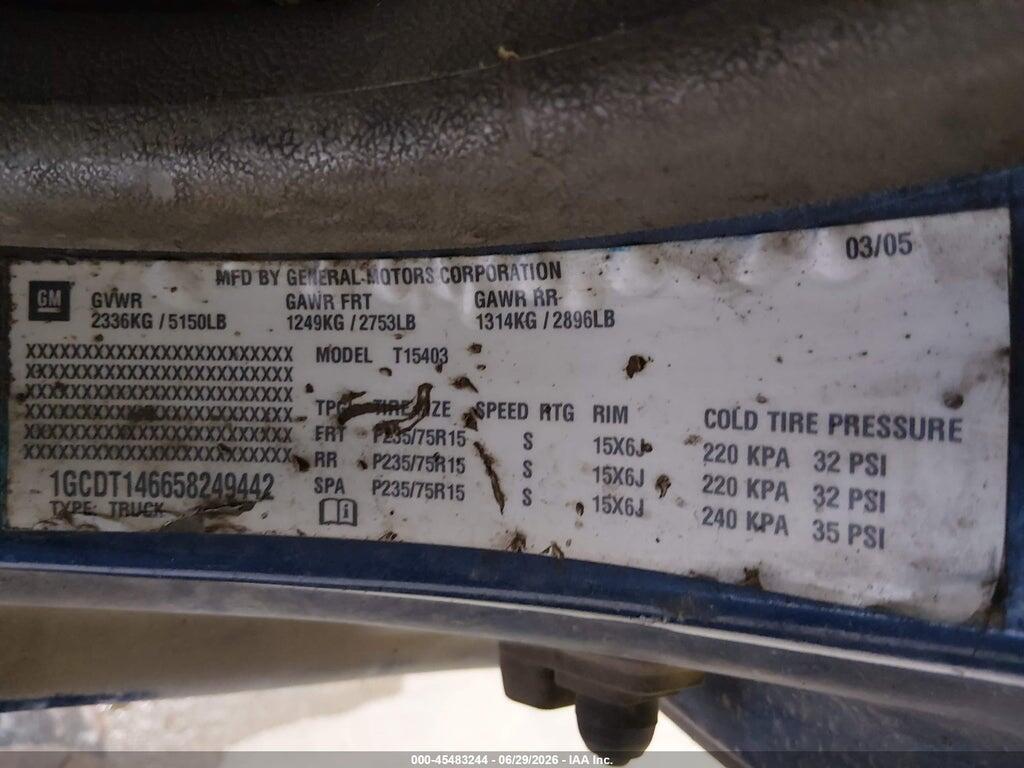 1GCDT146658249442 2005 CHEVROLET COLORADO photo no. 9