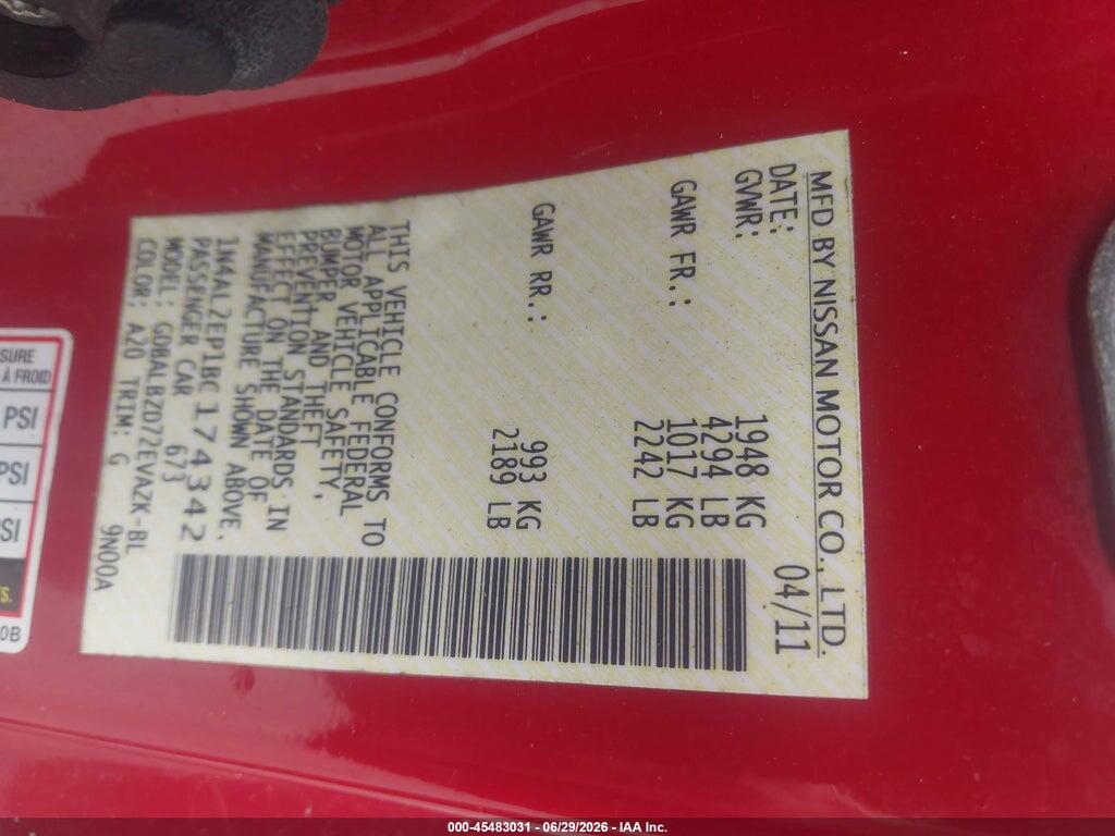 1N4AL2EP1BC174342 2011 NISSAN ALTIMA photo no. 9
