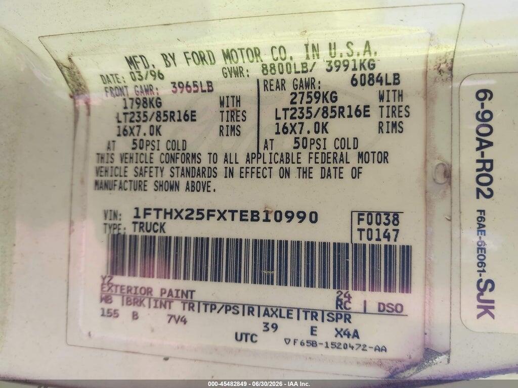 1FTHX25FXTEB10990 1996 FORD F250 photo no. 9