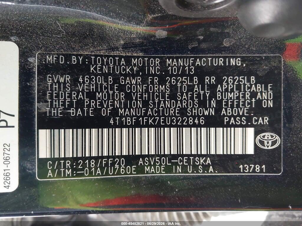 4T1BF1FK7EU322846 2014 TOYOTA CAMRY photo no. 9