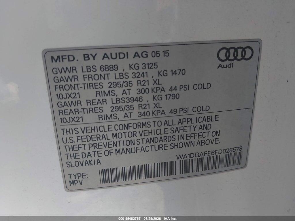 WA1DGAFE6FD028578 2015 AUDI Q7 photo no. 9