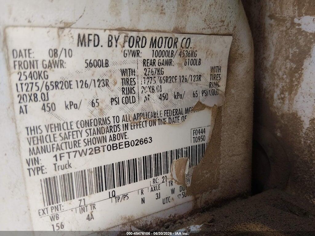 1FT7W2BT0BEB02663 2011 FORD SUPER DUTY F-250 SRW photo no. 9