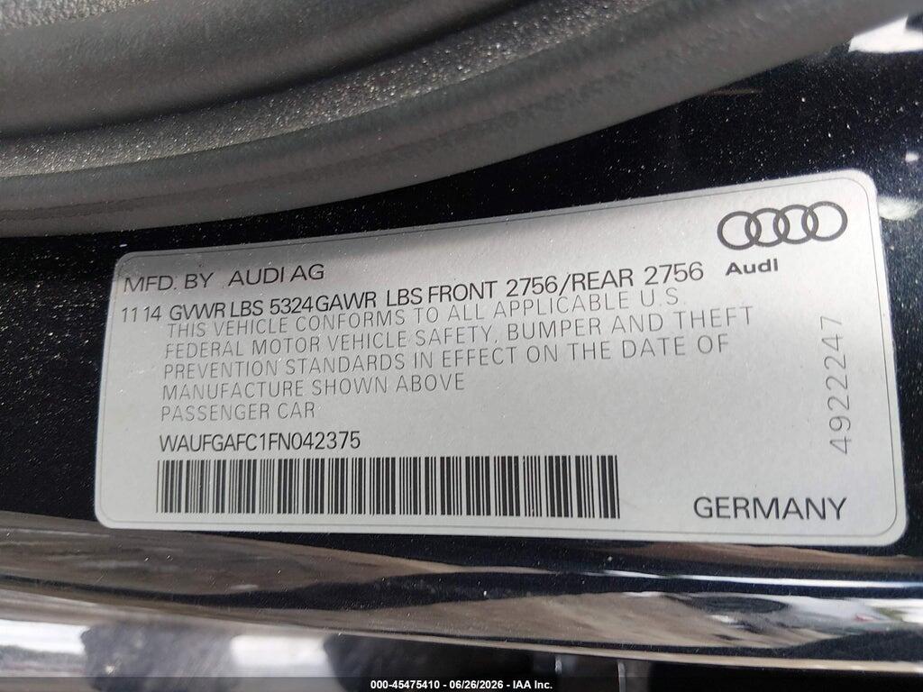 WAUFGAFC1FN042375 2015 AUDI A6 photo no. 9