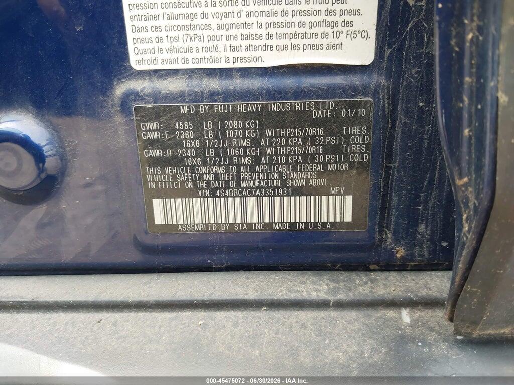 4S4BRCAC7A3351931 2010 SUBARU OUTBACK photo no. 9