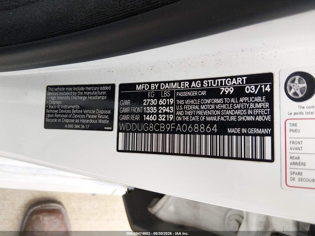 WDDUG8CB9FA068864 2015 MERCEDES-BENZ S 550 photo no. 9