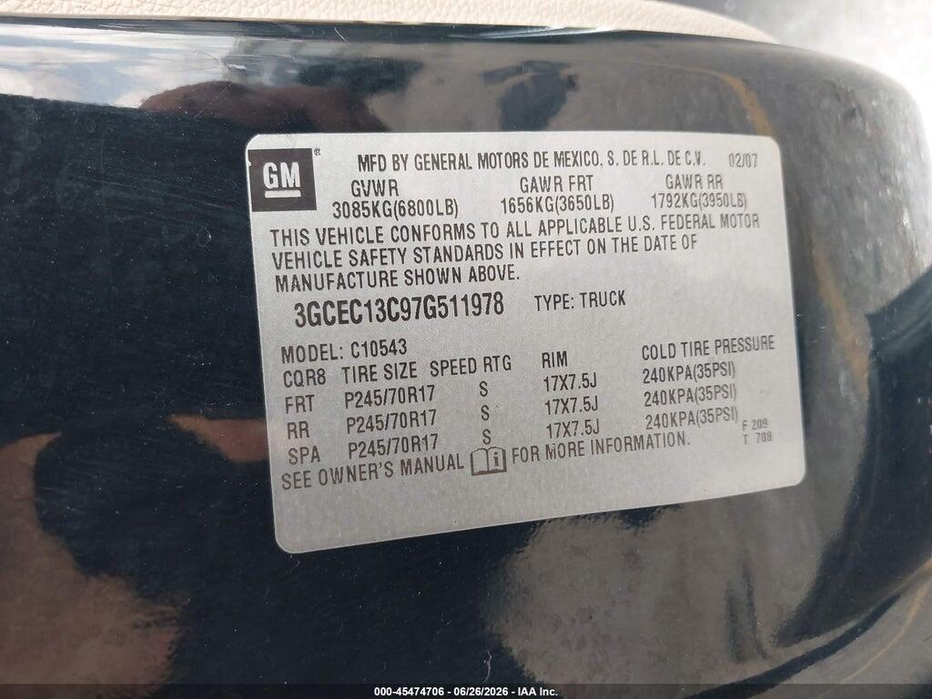 3GCEC13C97G511978 2007 CHEVROLET SILVERADO 1500 photo no. 9