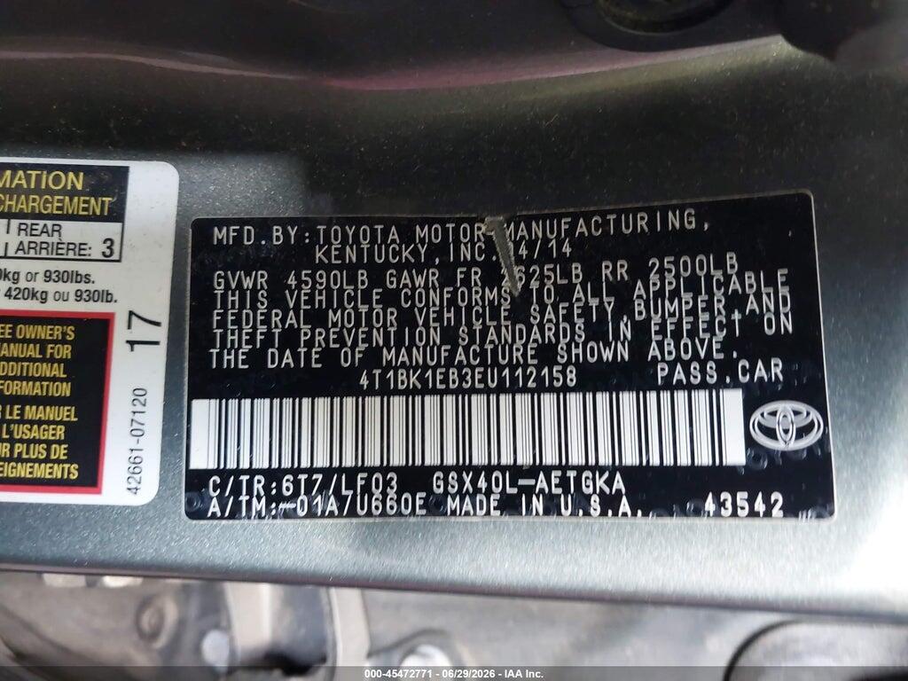 4T1BK1EB3EU112158 2014 TOYOTA AVALON photo no. 9