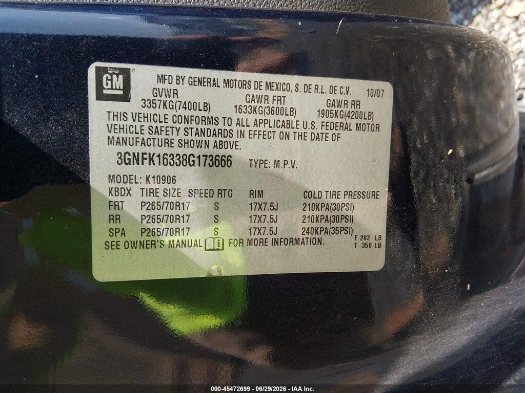 3GNFK16338G173666 2008 CHEVROLET SUBURBAN 1500 photo no. 9