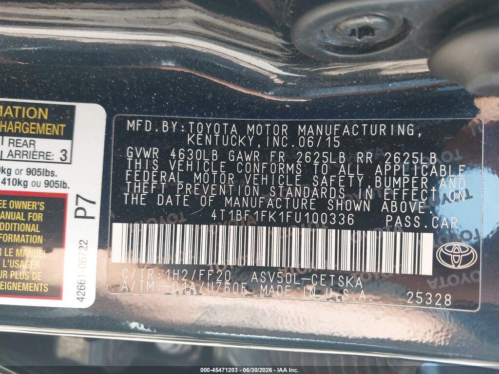 4T1BF1FK1FU100336 2015 TOYOTA CAMRY photo no. 9