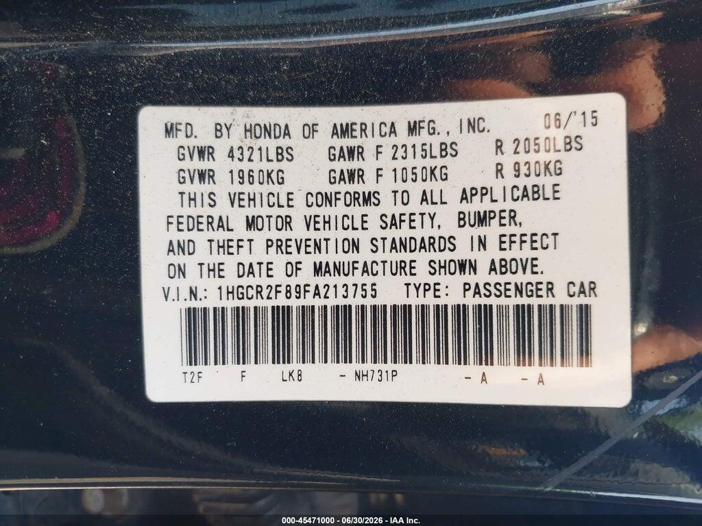 1HGCR2F89FA213755 2015 HONDA ACCORD photo no. 9