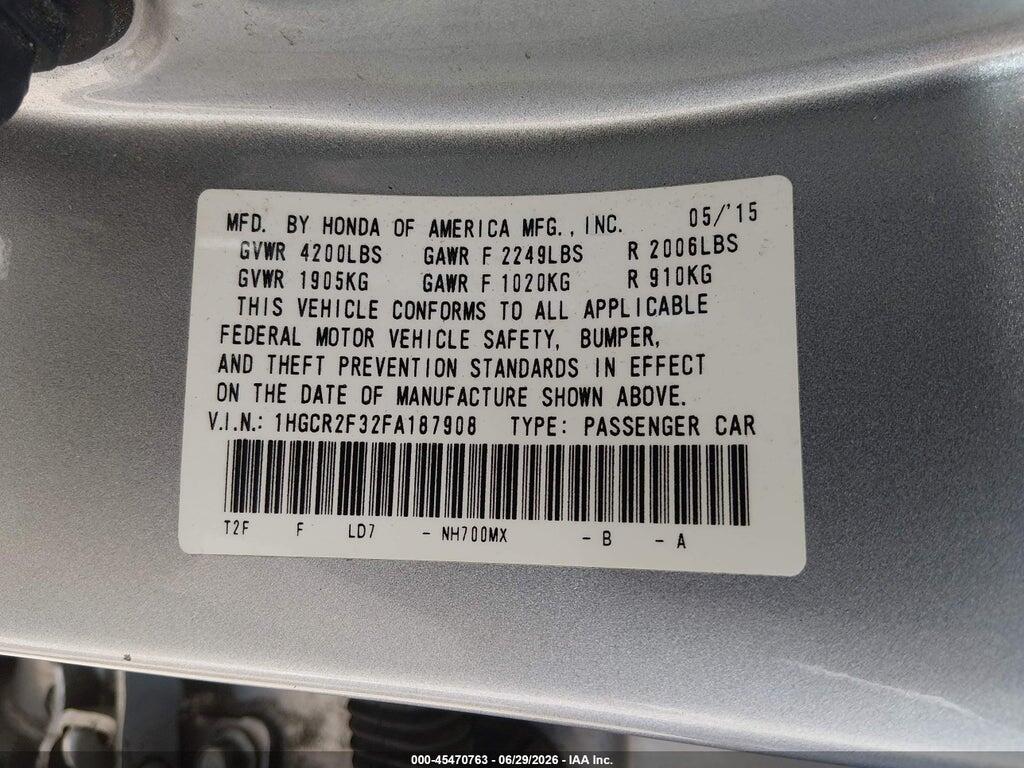 1HGCR2F32FA187908 2015 HONDA ACCORD photo no. 9