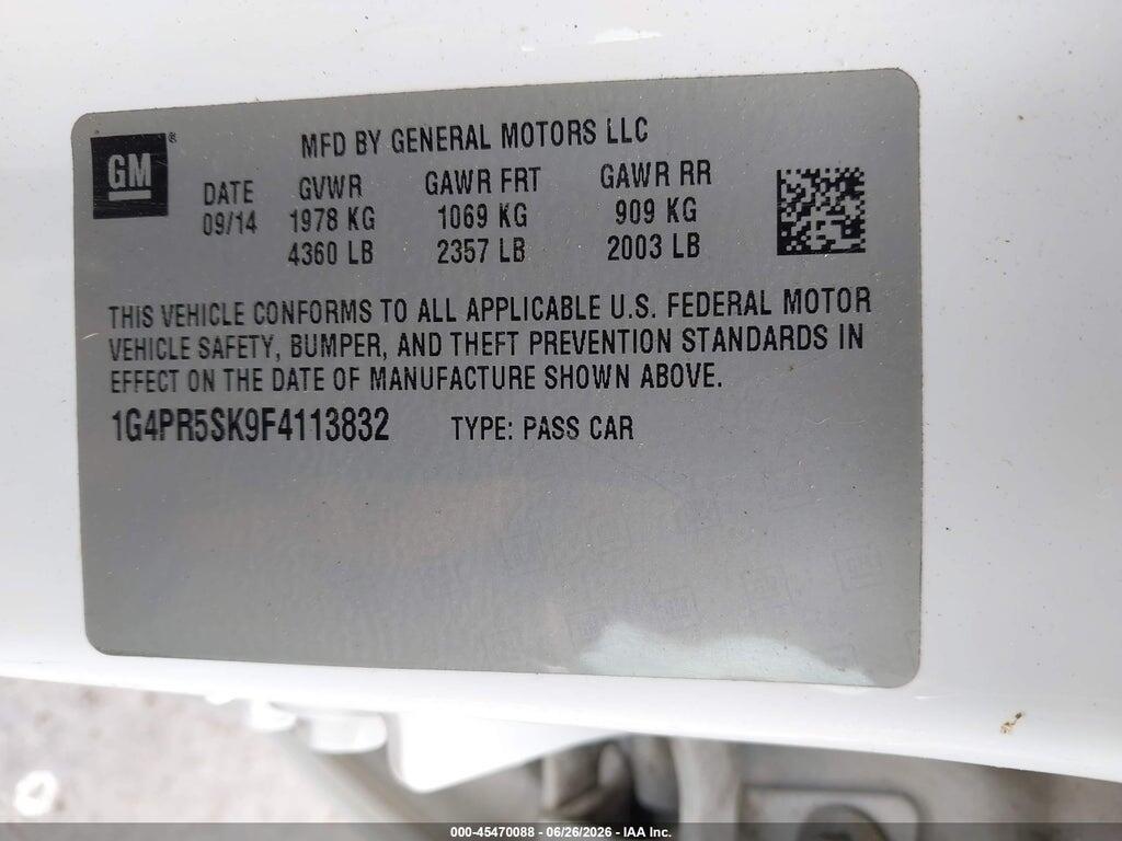 1G4PR5SK9F4113832 2015 BUICK VERANO photo no. 9