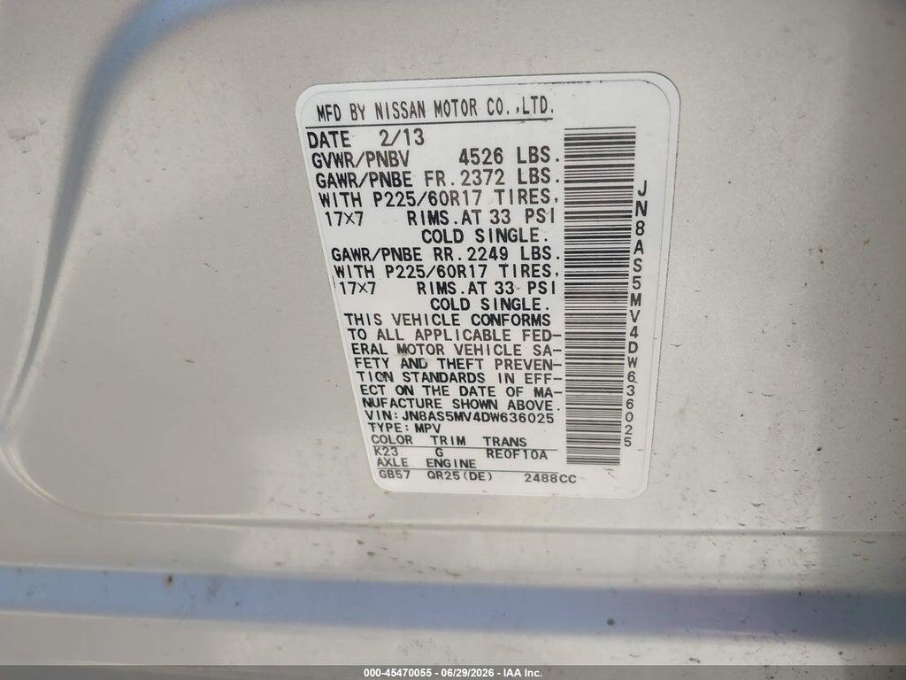 JN8AS5MV4DW636025 2013 NISSAN ROGUE photo no. 9