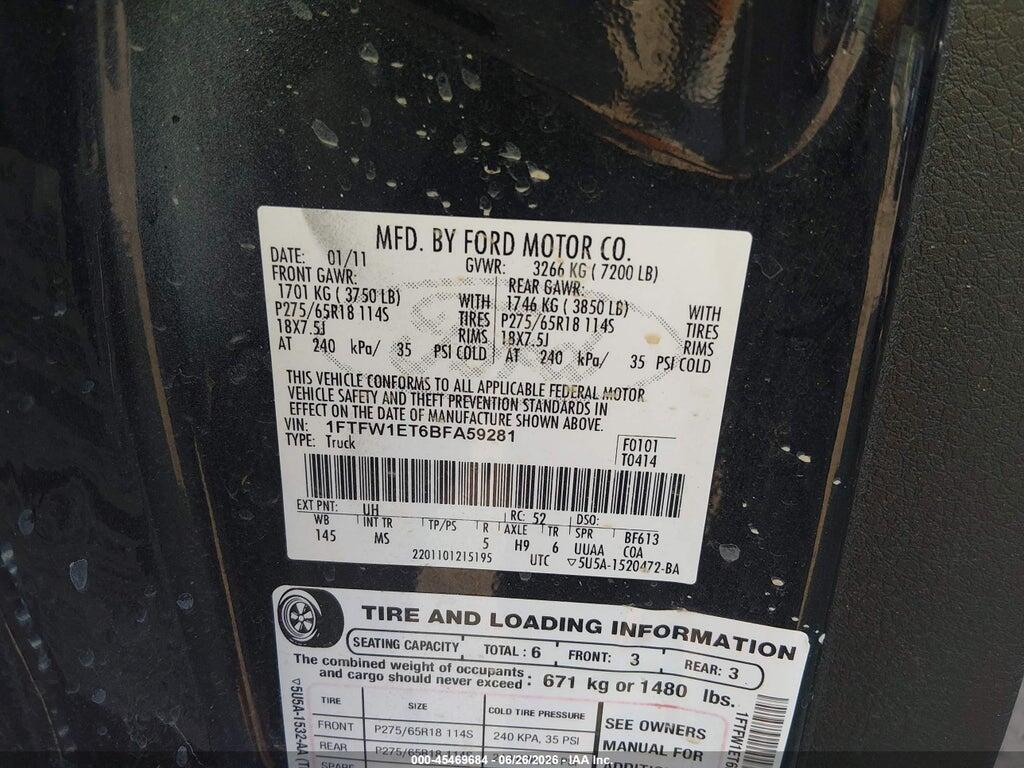 1FTFW1ET6BFA59281 2011 FORD F-150 photo no. 9