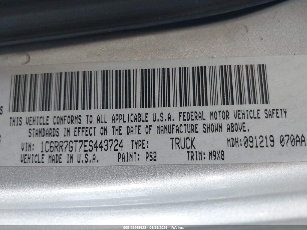 1C6RR7GT7ES443724 2014 RAM 1500 photo no. 9