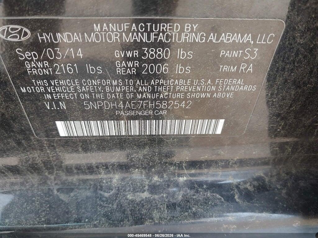 5NPDH4AE7FH582542 2015 HYUNDAI ELANTRA photo no. 9