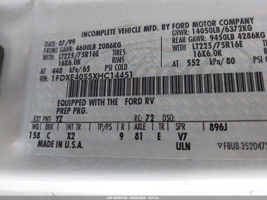 1FDXE40S5XHC14451 1999 FORD ECONOLINE photo no. 9