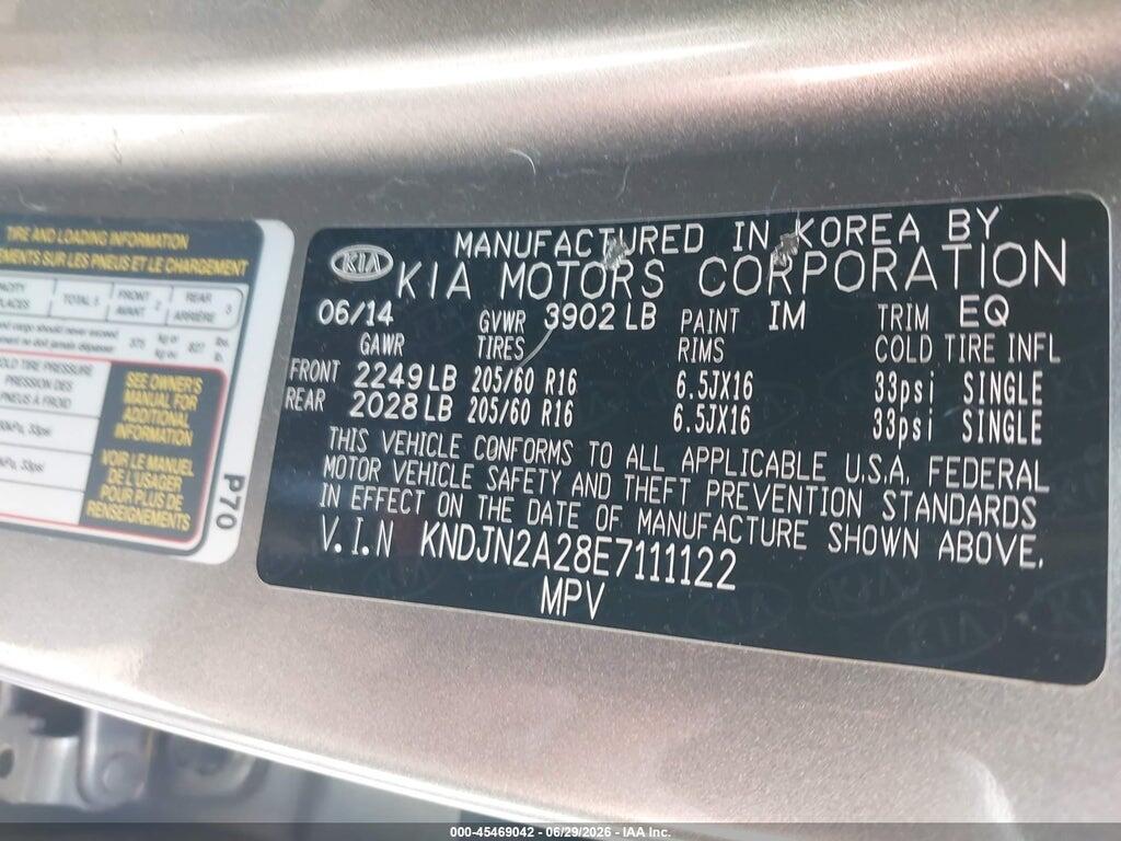 KNDJN2A28E7111122 2014 KIA SOUL photo no. 9