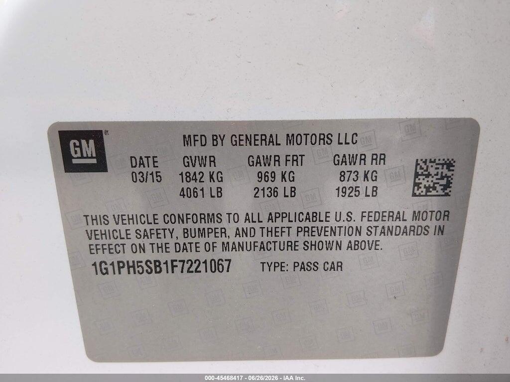 1G1PH5SB1F7221067 2015 CHEVROLET CRUZE photo no. 9