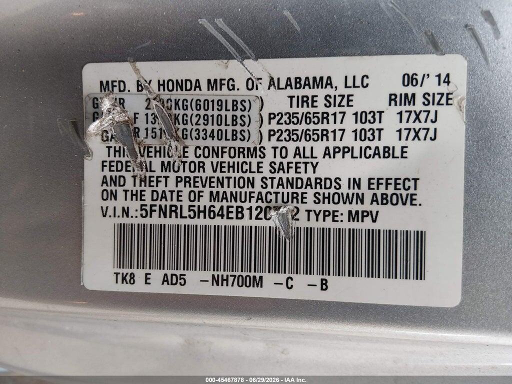 5FNRL5H64EB120722 2014 HONDA ODYSSEY photo no. 9
