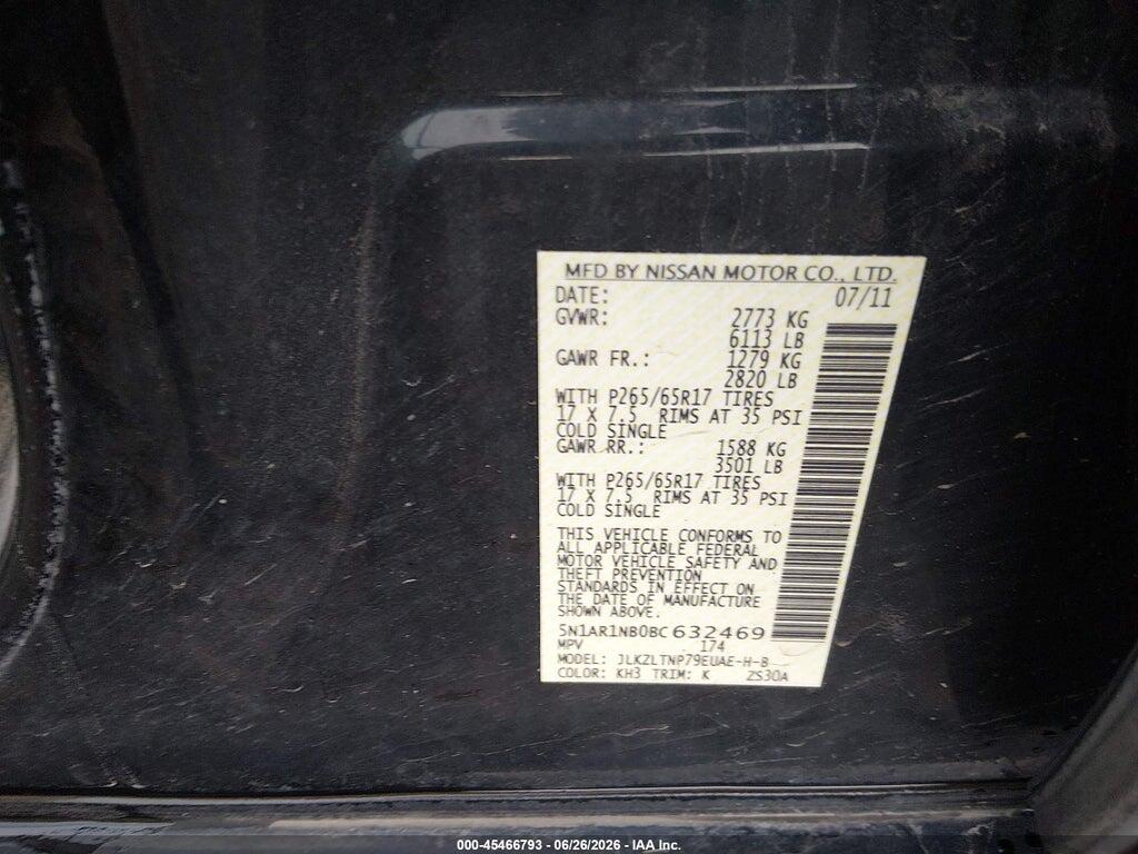 5N1AR1NB0BC632469 2011 NISSAN PATHFINDER photo no. 9