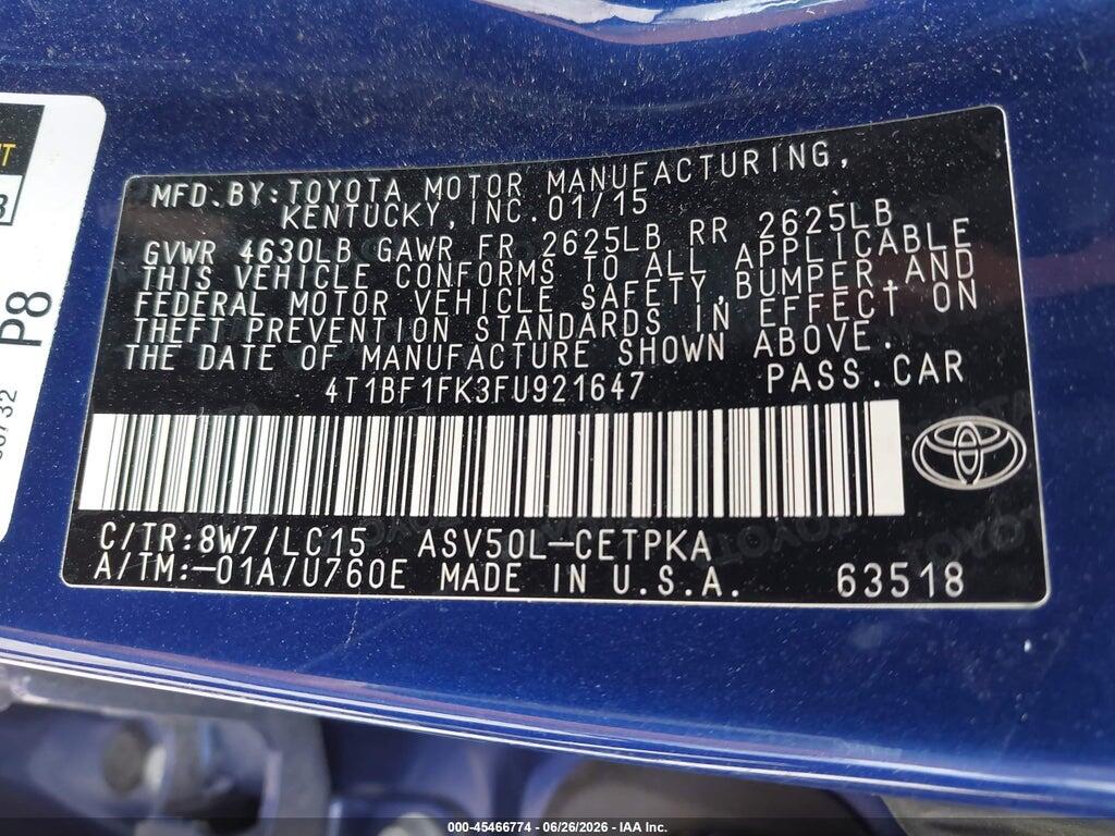 4T1BF1FK3FU921647 2015 TOYOTA CAMRY photo no. 9