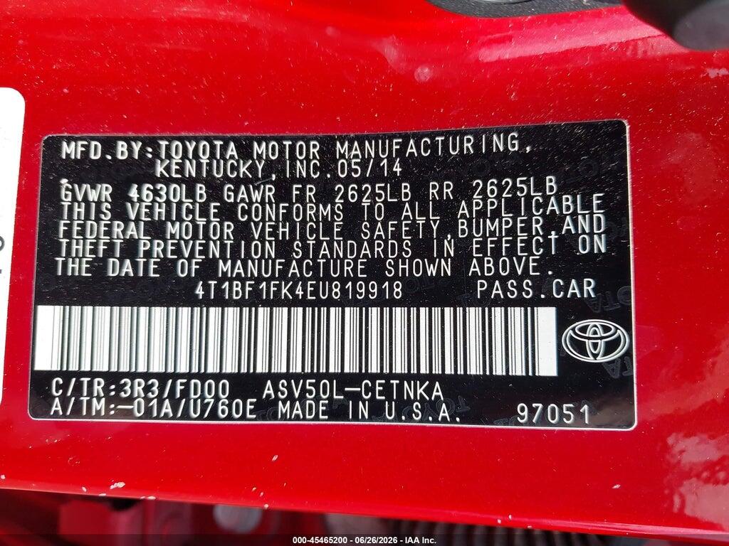 4T1BF1FK4EU819918 2014 TOYOTA CAMRY photo no. 9