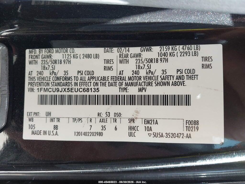 1FMCU9JX5EUC68135 2014 FORD ESCAPE photo no. 9