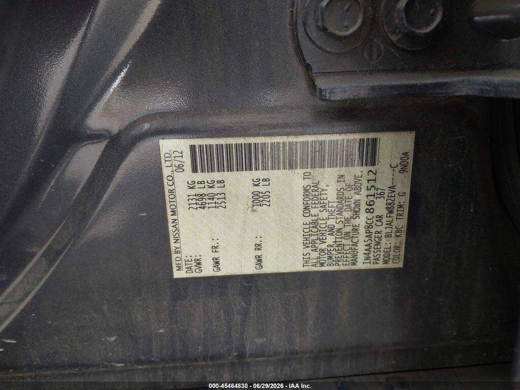 1N4AA5AP8CC861512 2012 NISSAN MAXIMA photo no. 9