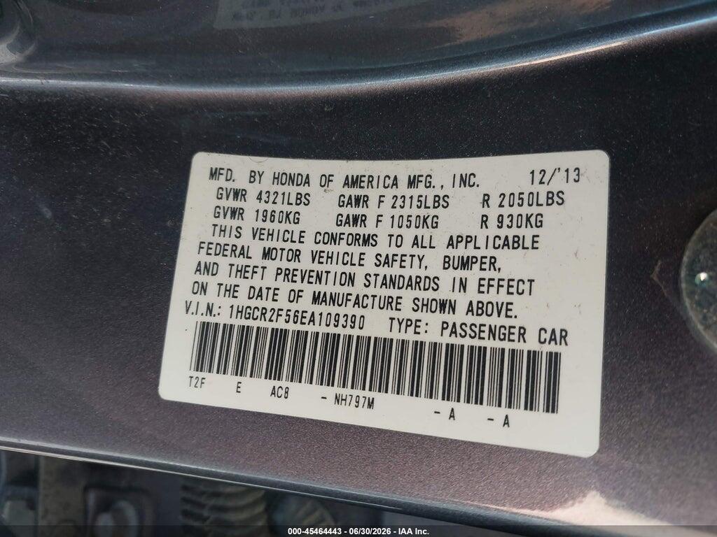 1HGCR2F56EA109390 2014 HONDA ACCORD photo no. 9