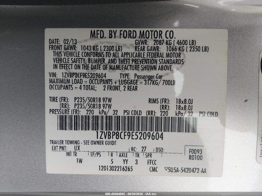 1ZVBP8CF9E5209604 2014 FORD MUSTANG photo no. 9