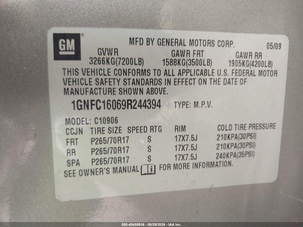 1GNFC16069R244394 2009 CHEVROLET SUBURBAN 1500 photo no. 9