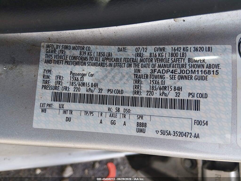 3FADP4EJ0DM116815 2013 FORD FIESTA photo no. 9