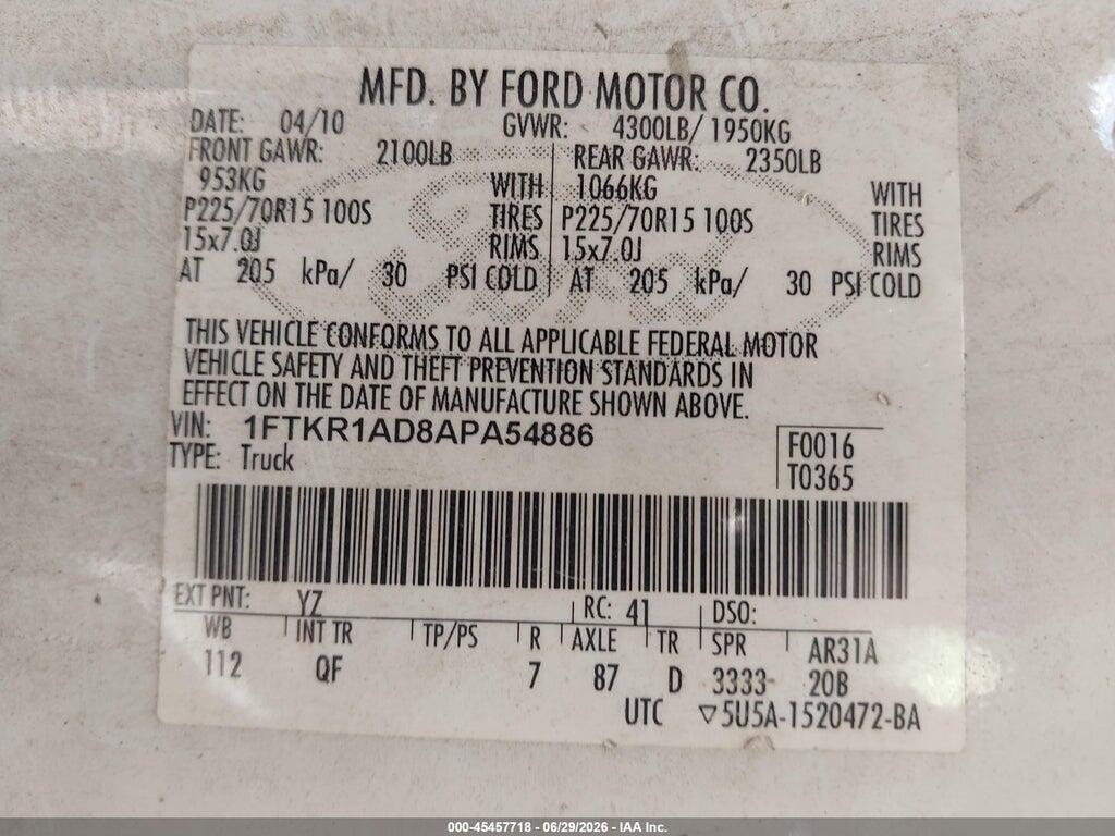 1FTKR1AD8APA54886 2010 FORD RANGER photo no. 9