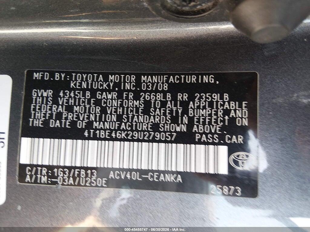 4T1BE46K29U279057 2009 TOYOTA CAMRY photo no. 9