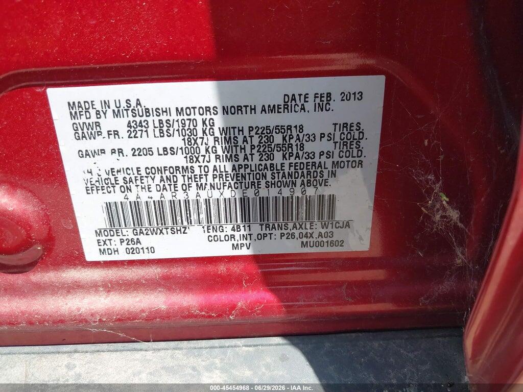 4A4AR3AUXDE014907 2013 MITSUBISHI OUTLANDER SPORT photo no. 9