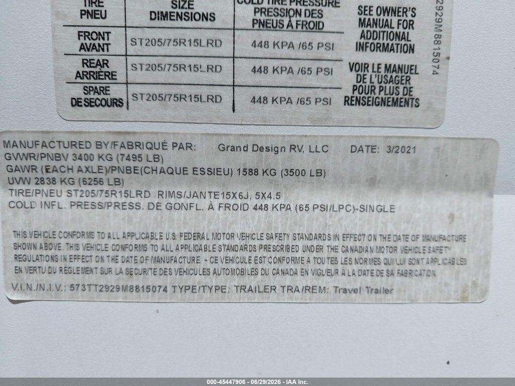 573TT2929M8815074 2021 GRAND DESIGN TRANSCEND photo no. 9