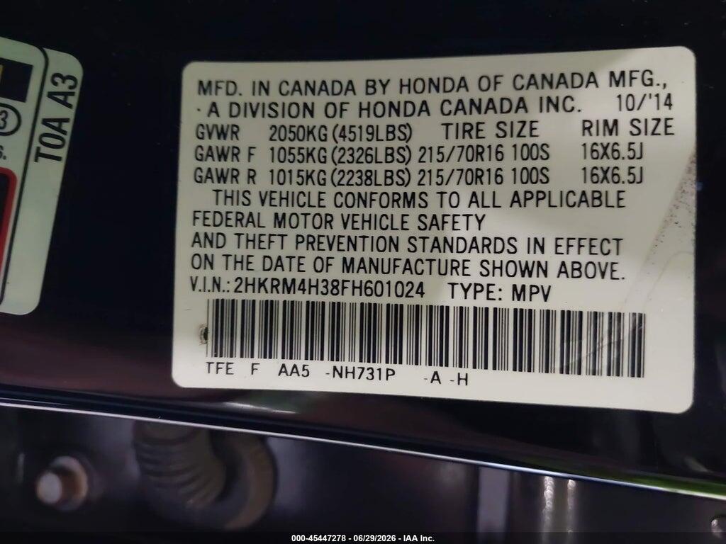 2HKRM4H38FH601024 2015 HONDA CR-V photo no. 9