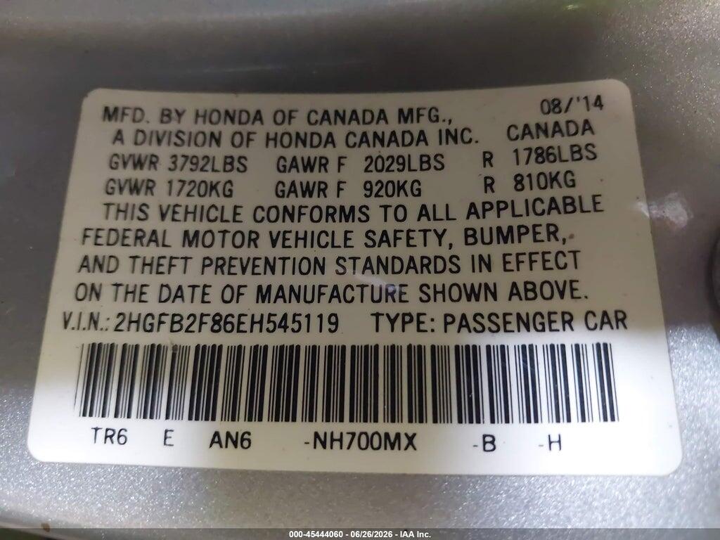 2HGFB2F86EH545119 2014 HONDA CIVIC photo no. 9
