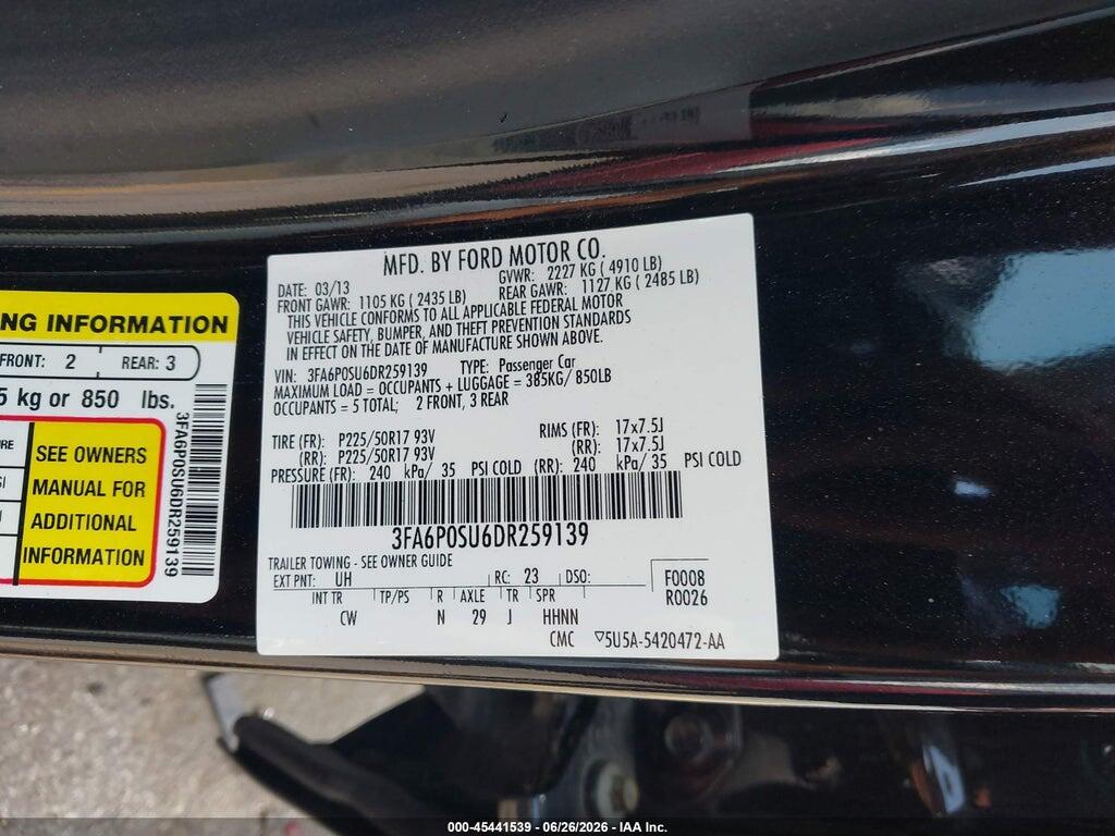 3FA6P0SU6DR259139 2013 FORD FUSION ENERGI photo no. 9