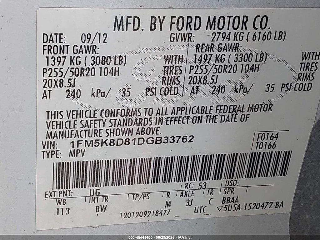 1FM5K8D81DGB33762 2013 FORD EXPLORER photo no. 9